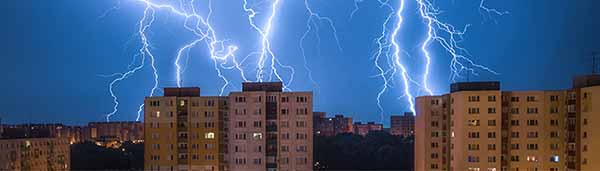 Lightning strikes buildings